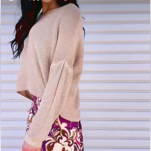 Gigi Moda Sweaters - Easter Hot Pink Cuff Sleeve Cropped Sweater| Made in Italy| Sz Med